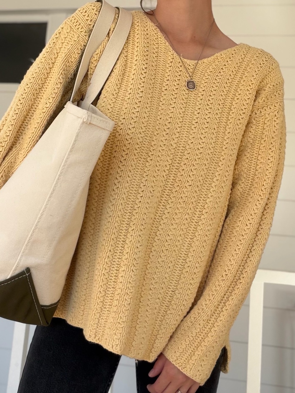 Vintage Cottage Essentials Knit Sweater Butter Yellow Northern Reflections XL